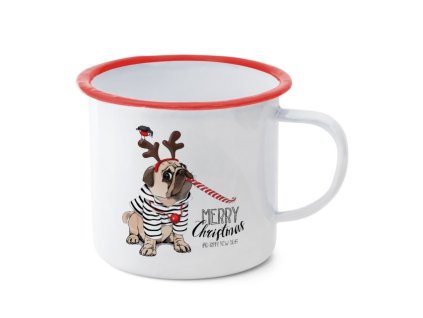 Bogre kutyaval Merry Christmas felirattal badog 11x11x10 cm feher i816767