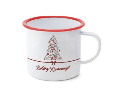 Bogre karacsonyfaval Boldog Karacsonyt felirattal badog 11x11x10 cm feher i816777