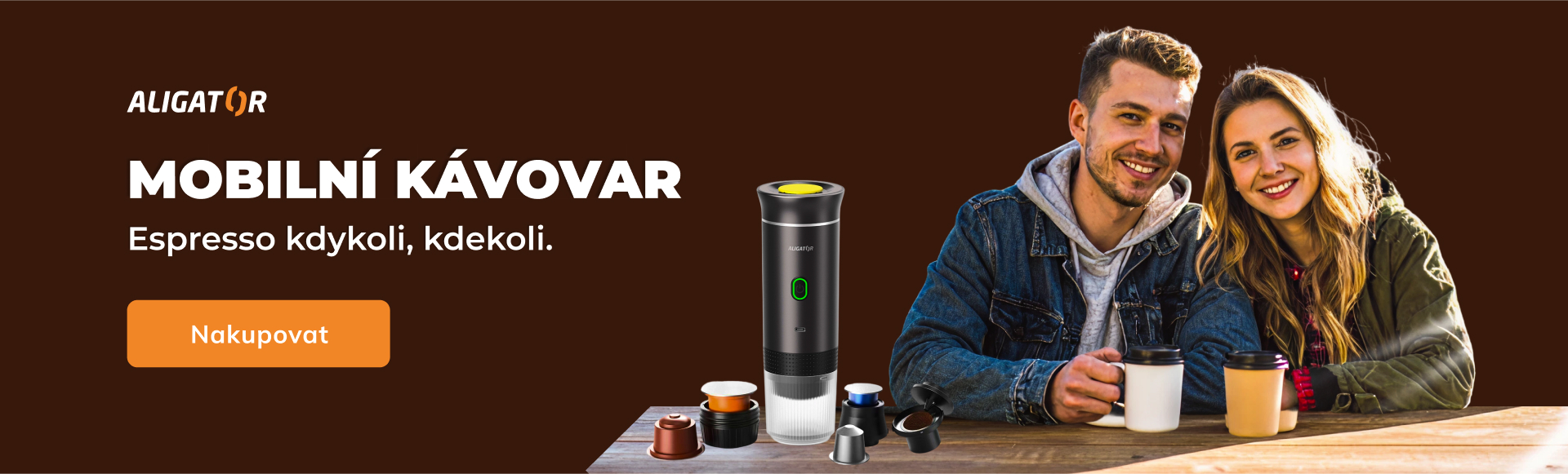 Cestovní nabíjecí kávovar ALIGATOR na espresso