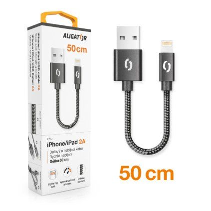 1054 1054 1054 datovy kabel aligator premium 2a lightning 50cm cerny