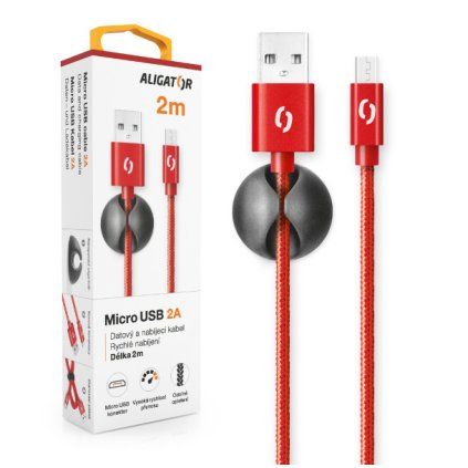 1087 1087 1087 datovy kabel aligator premium 2a micro usb 2m cerveny