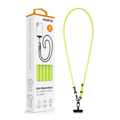 Echt Machršňůra ALIGATOR, univerzální šňůrka pro mobilní telefon, neonově zelená