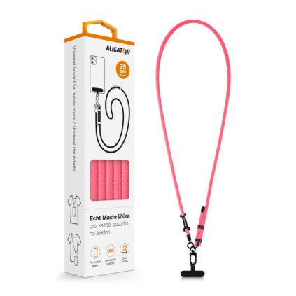Echt Machršňůra ALIGATOR, univerzální šňůrka pro mobilní telefon, neonově růžová