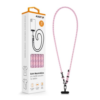 Echt Machršňůra ALIGATOR, univerzální šňůrka pro mobilní telefon, světle růžová