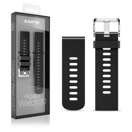 Řemínek silikonový ALIGATOR 20mm, černý