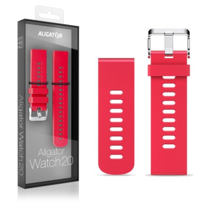 Silicone strap ALIGATOR 20mm, red