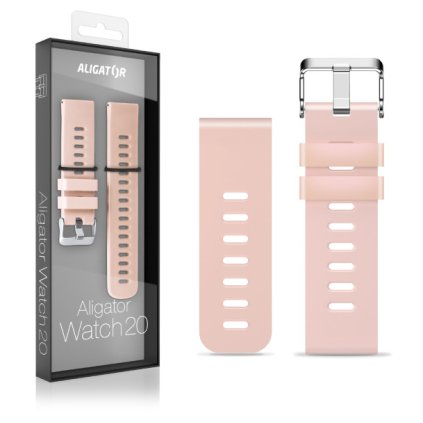 Řemínek silikonový ALIGATOR 20mm, růžový