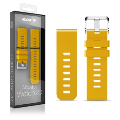 Řemínek silikonový ALIGATOR 20mm, hořčicově žlutý