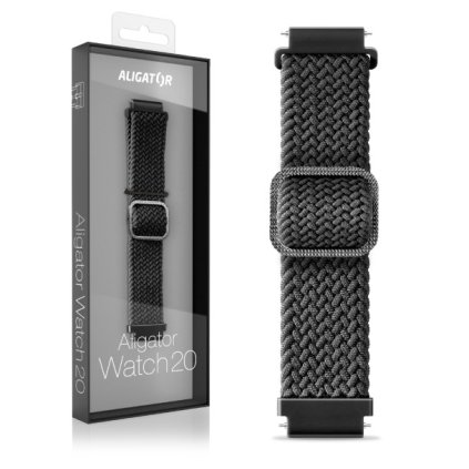 Řemínek textilní ALIGATOR 20mm, černý