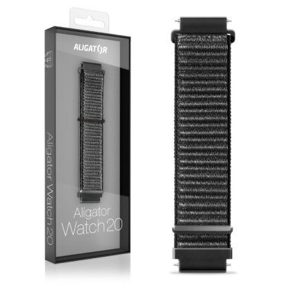 Řemínek nylonový ALIGATOR 20mm, černý