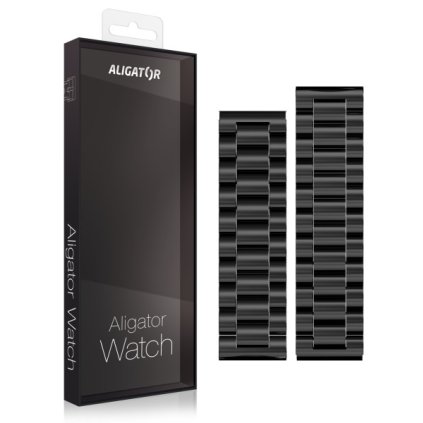 Replacement metal strap for Aligator Watch Pro and Aligator Watch Pro X 22mm, black