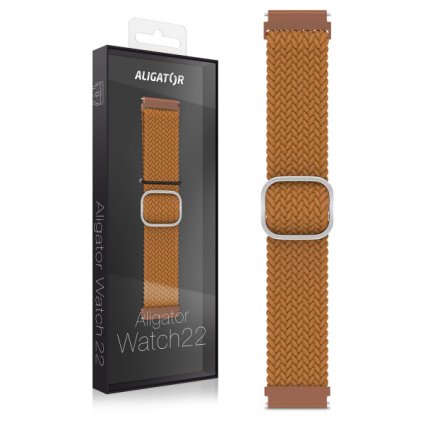 Alligator textile strap 22mm, brown