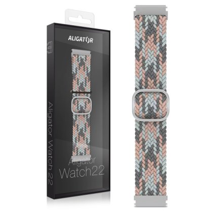 1756 1756 reminek textilni aligator 22mm ruzovo sedy