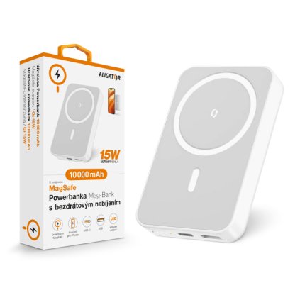 MagSafe Power bank Mag-Bank vezeték nélküli töltéssel, 10 000 mAh, fehér