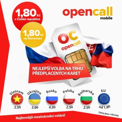 SIM karta OPENCALL s kreditem 200 Kč CZ