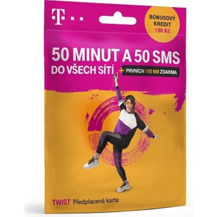 T-Mobile Twist SIM card 50 minutes + 50 SMS with 100 CZK credit