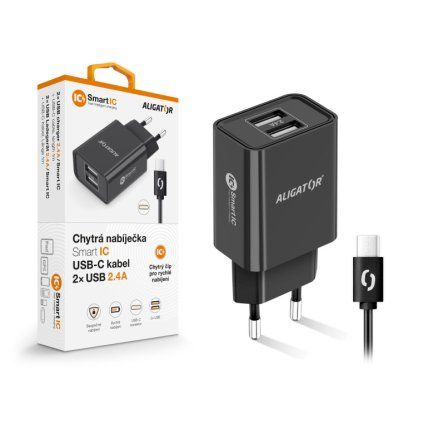 5167 5167 5167 nabijecka aligator usb c 2xusb vystup smart ic cerna