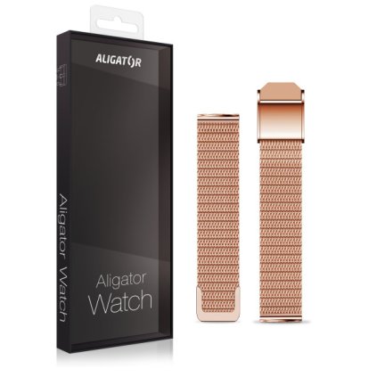 ALIGATOR fém szíj 16mm, rózsaszín arany, csattal