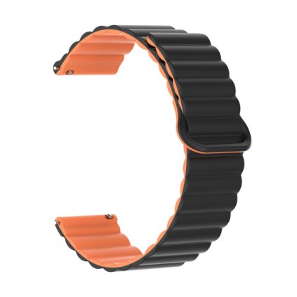 Řemínek silikonový magnetický, ALIGATOR 22mm, černo-oranžový