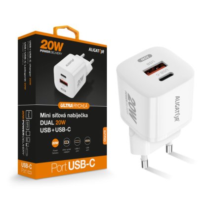 709 709 rychla nabijecka aligator mini pd 20w usb usb c bila