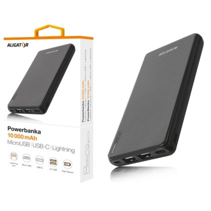 Powerbanka ALIGATOR 3v1, 10 000 mAh, černá