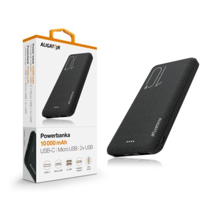 Powerbanka ALIGATOR PBAL1000, 10 000mAh 2v1, černá