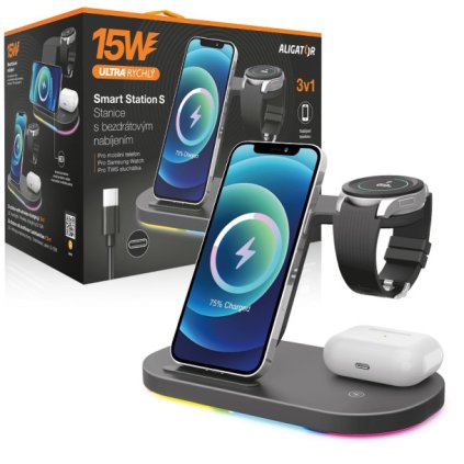 952 952 bezdratova nabijeci stanice aligator smart station s 3v1 nabijeni samsung watch 15w cerna