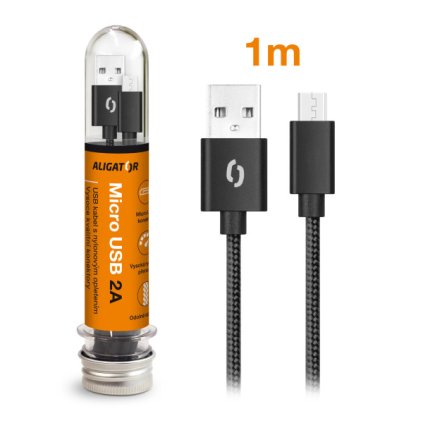 Datový kabel ALIGATOR TUBA 2A, Micro USB černý
