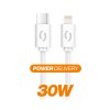 Datový kabel ALIGATOR POWER 30W, USB-C/Lightning 3A 1,5m, bílý