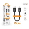 ALIGATOR POWER USB-C/Micro USB adatkábel, 15 cm, fekete