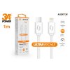 Datový kabel ALIGATOR POWER 3A, USB-C/Lightning, 1m bílý