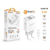 ALIGATOR töltő, Micro USB, 2xUSB kimenet, smart IC, fehér