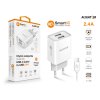 Nabíječka ALIGATOR, USB-C, 2xUSB výstup, smart IC, bílá