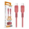 Datový kabel ALIGATOR SoftPastels 3A 65W, USB-C/USB-C, růžový