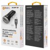 ALIGATOR car charger with USB-C cable and 2xUSB 3.4A output, black