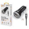 Inteligentná nabíjačka do auta ALIGATOR 3.4A, 2xUSB, smart IC, čierna, USB kábel pre iPhone/iPad, čierna