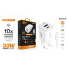 Fast charger ALIGATOR GaN, PD 33W, USB-C/Lightning cable, white