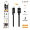 Data cable ALIGATOR TUBA, 65W, USB-C/USB-C 1m black