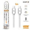 Dátový kábel ALIGATOR TUBA, 65W, USB-C/USB-C 1m biely