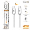 Datový kabel ALIGATOR TUBA, 65W, USB-C/USB-C 1m bílý