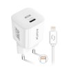 Fast charger ALIGATOR Mini, PD 20W, USB-C/Lightning cable, white