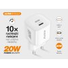 Fast charger ALIGATOR Mini, PD 20W, USB-C/USB-C cable, white