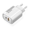 Fast charger Aligator PD 20W USB-C + USB, white
