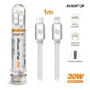 Datový kabel ALIGATOR TUBA 30W, USB-C/Lightning 1m bílý