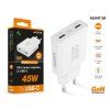 Gyorstöltő ALIGATOR slim, PD 45W, 2xUSB-C, fehér