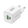 Rýchla nabíjačka ALIGATOR Mini, PD 25W, USB + USB-C, biela