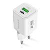Fast charger ALIGATOR Mini, PD 25W, USB + USB-C, white