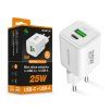 Rýchla nabíjačka ALIGATOR Mini, PD 25W, USB + USB-C, biela