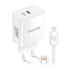 Fast USB-C charger ALIGATOR PD 20W with USB-C/Lightning cable (iPhone), white
