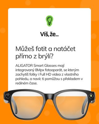 Naše brýle Smart Glasses dokážou spoustu věcí! 😎 Seženeš je na našem e-shopu www.aligator.cz Jak bys takové brýle využil/a...